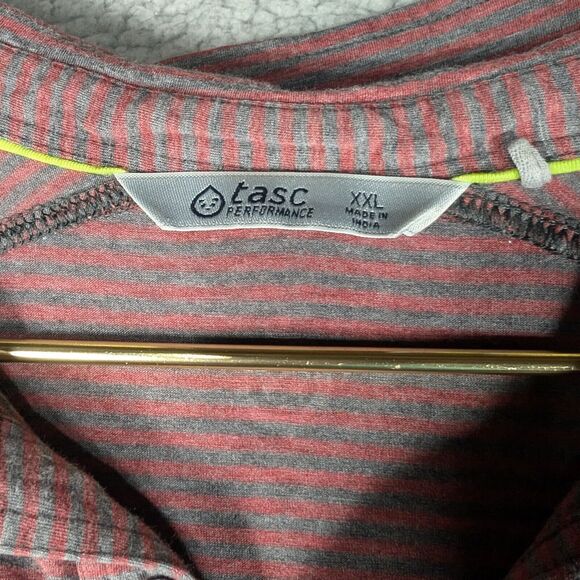 Tasc Polo Mens Size XXL Red Grey Stripe Golf Polo Bamboo - Picture 3 of 6